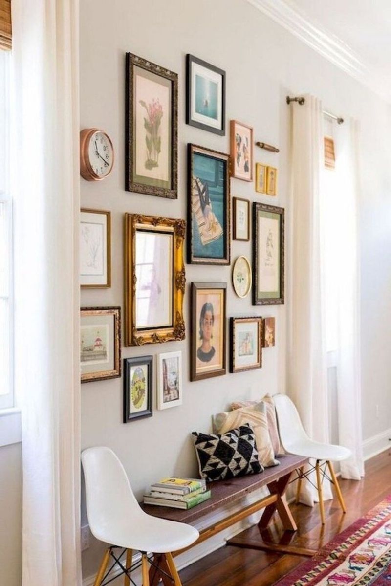 Wall-to-Wall Family Photos in Mismatched Frames