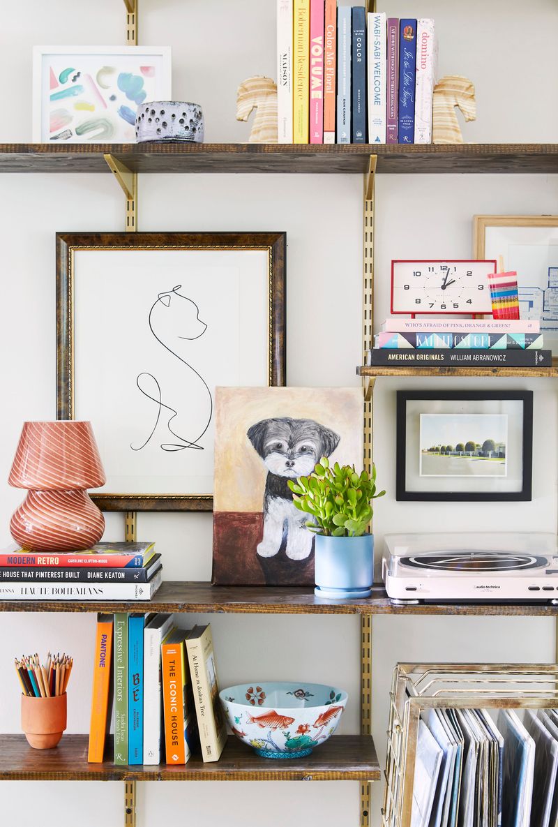 Floating Shelves with Colorful Objects