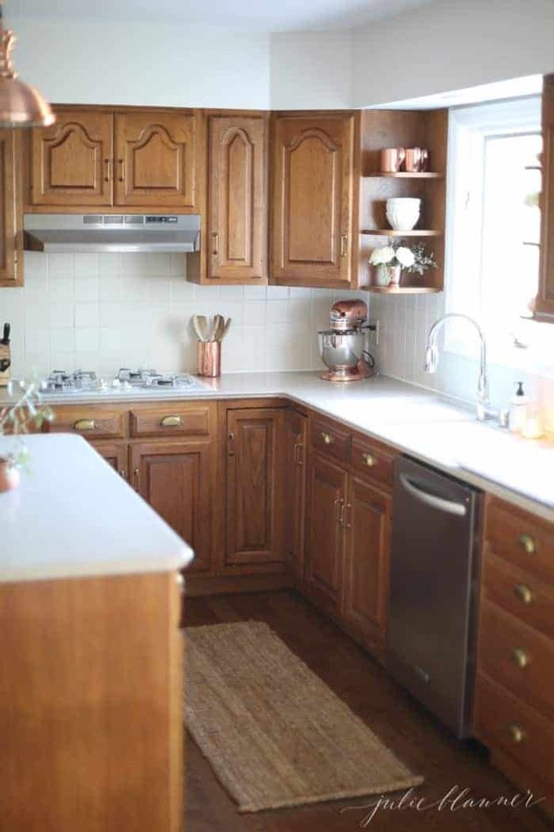 Oak Cabinets With Cathedral Arches