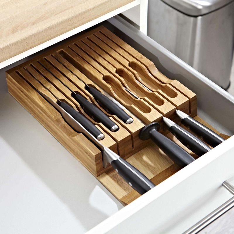 Selecting knife blocks that take up precious counter space