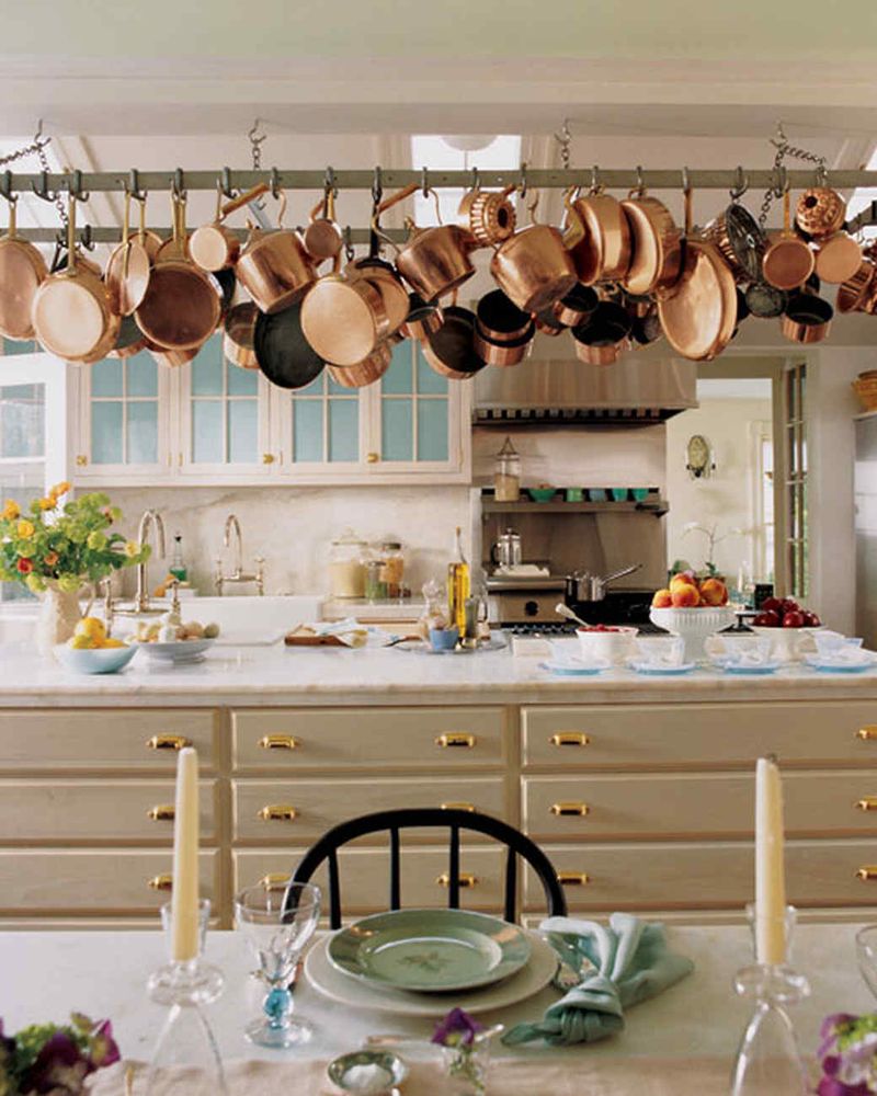 Copper Pot Rack Display