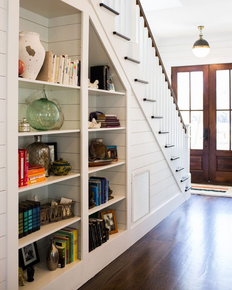 Under-Stair Kitchen Library Conversion
