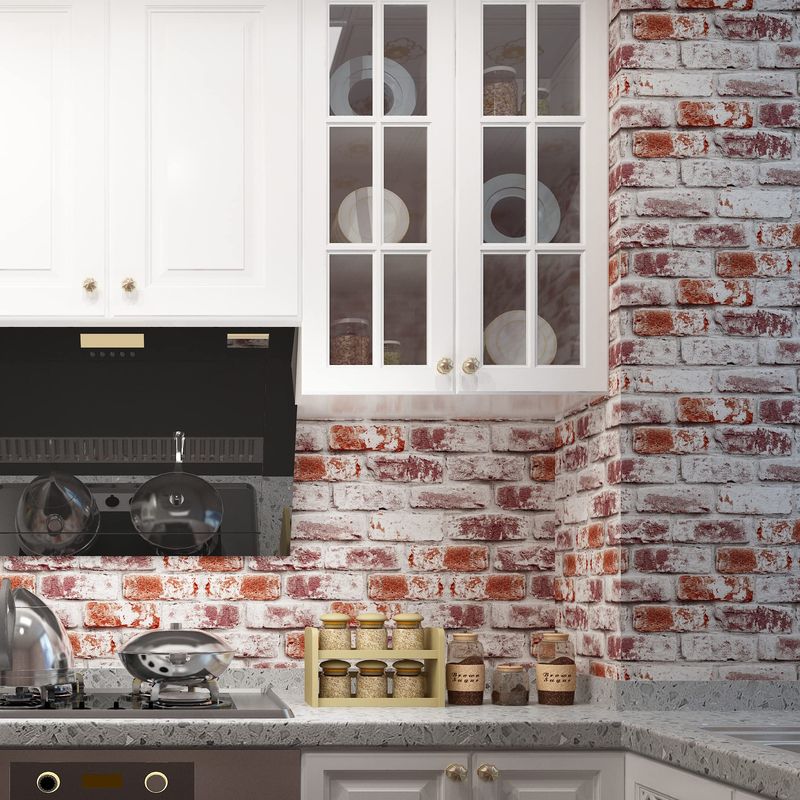 Faux Brick Peel-and-Stick Backsplash