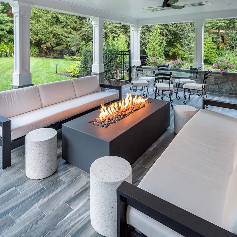 Concrete Fire Table: Modern Flame Feature