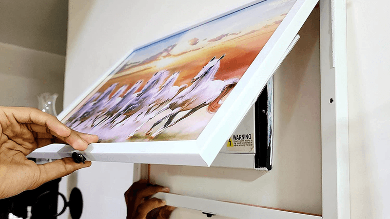 Mask Wall Thermostat Boxes with Hinged Artwork