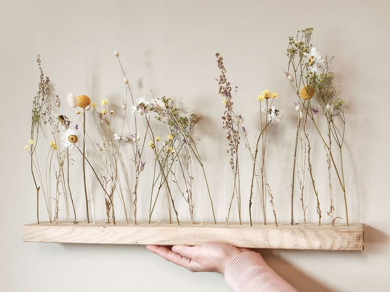 Install Floating Shelves With Dried Flowers