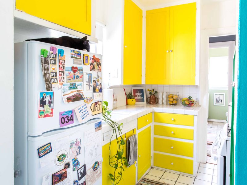 Cluttered Refrigerator Doors