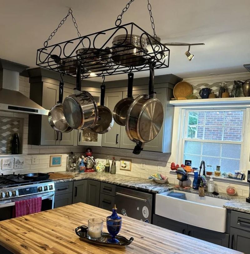 Ceiling-Mounted Pot Racks That Threatened Guests