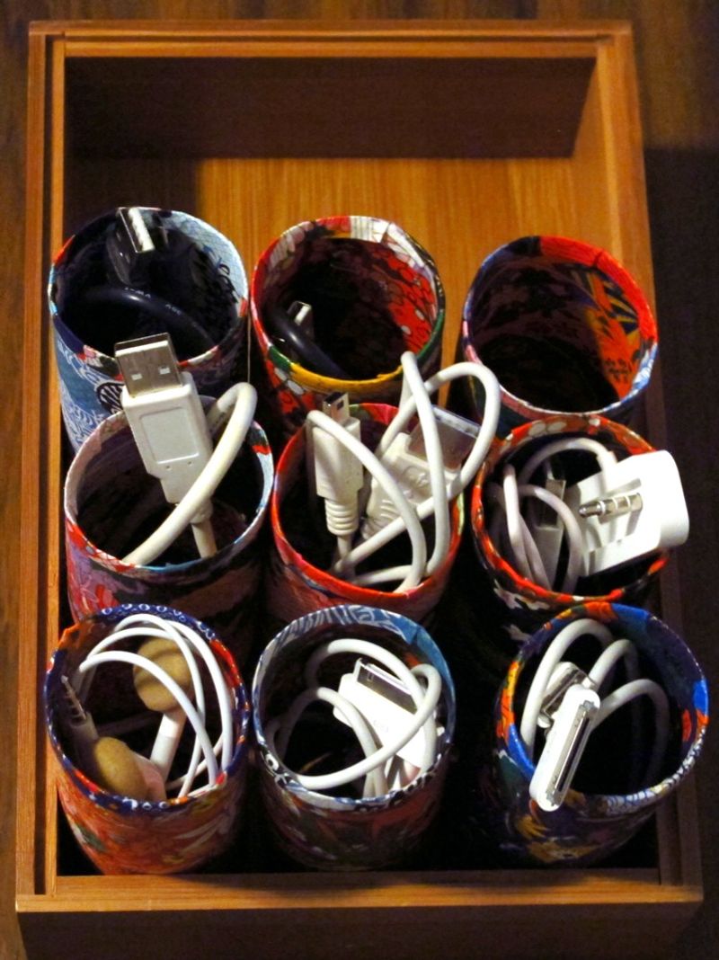 Tame Tangled Cords With Toilet Paper Rolls