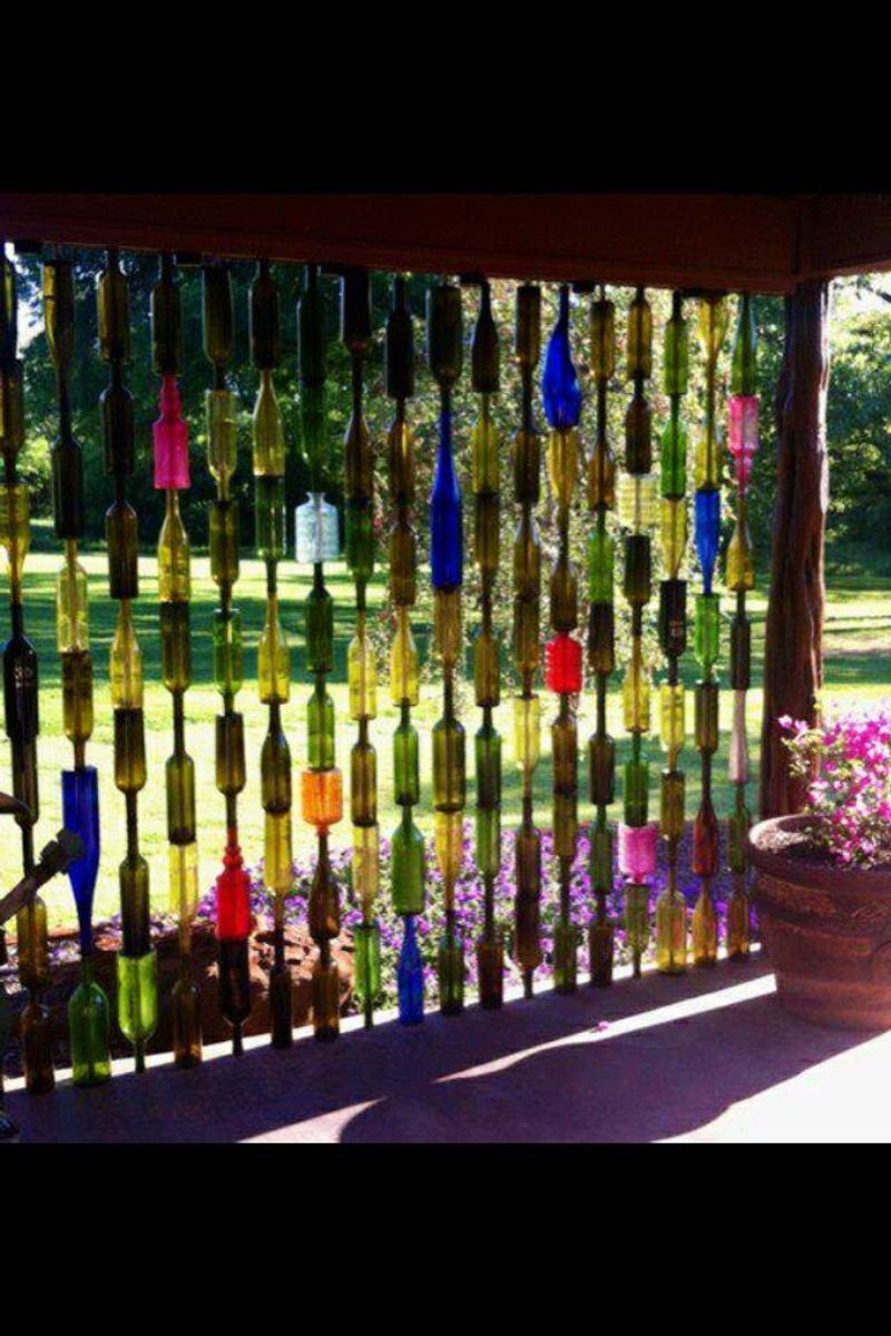 Collected Bottles Become Colored Light Catchers