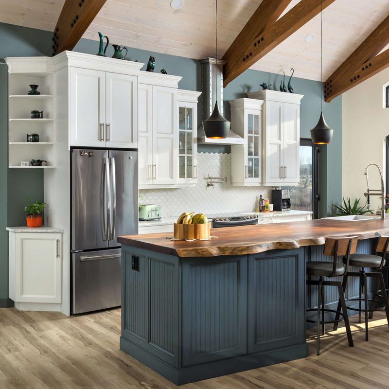 Raw Edge Wood Slab Cabinets