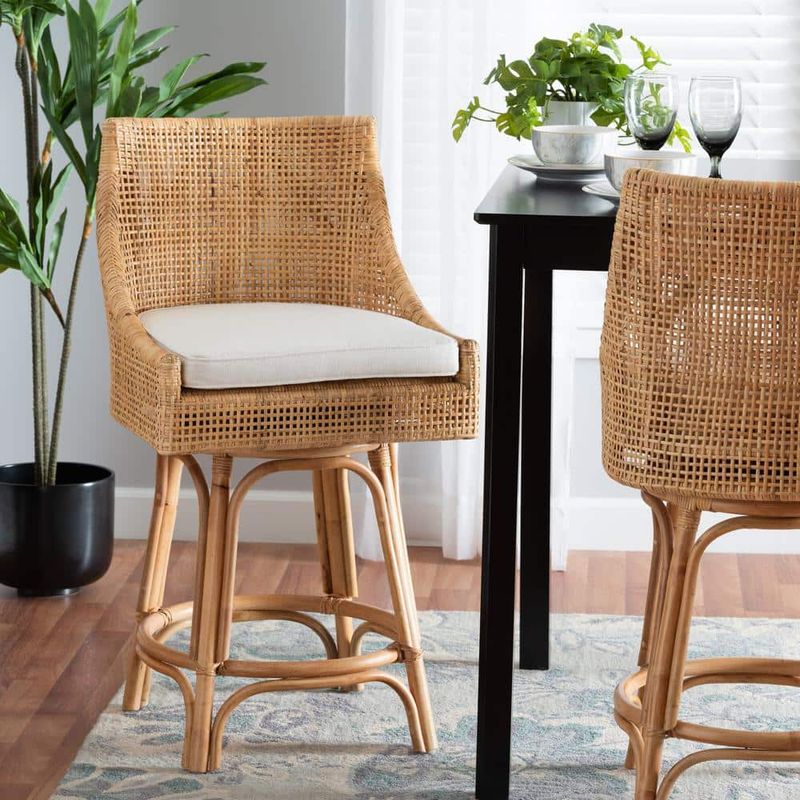Rattan-Wrapped FROSTA Stool
