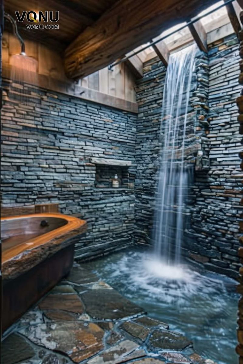 Natural Stone Waterfall Effect