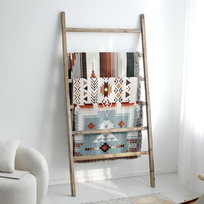 Vintage Ladders As Blanket Displays