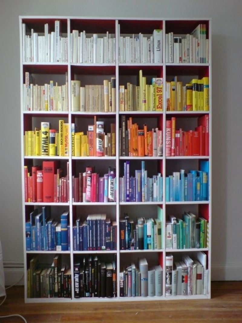 Color-Coordinated Bookshelf Display