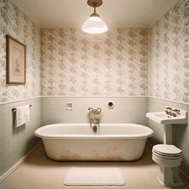 Faded Bathroom Wallpaper