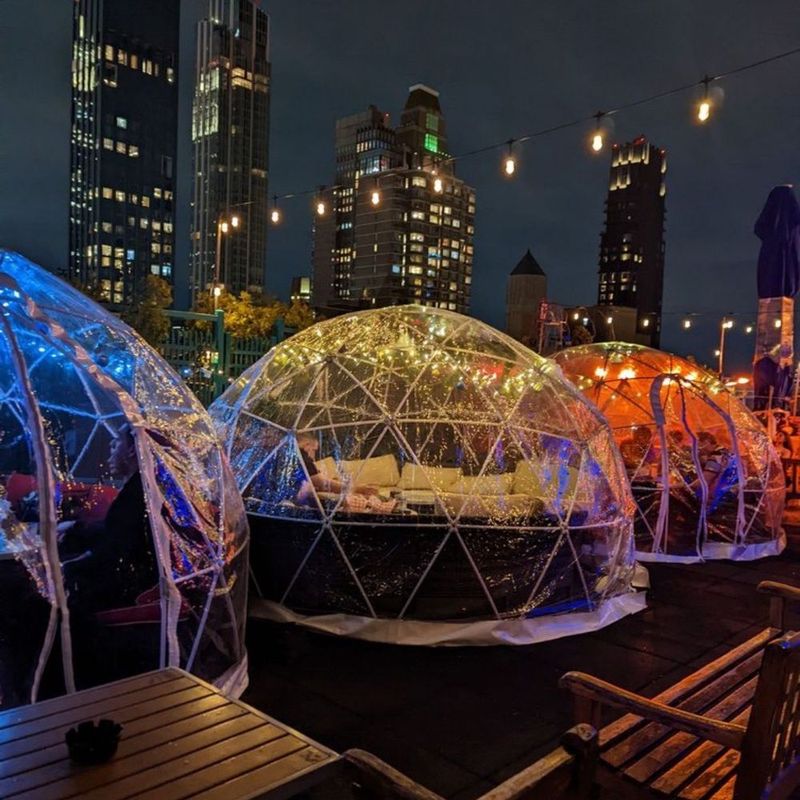Urban Rooftop Bubbles: Cityscape Spheres