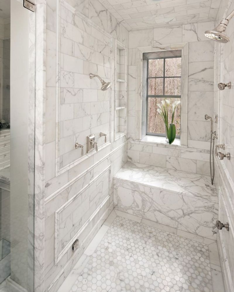 Marble Veining Against Whitewashed Brick