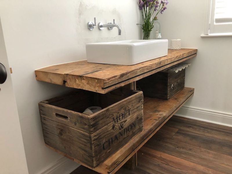 Reclaimed Wood Floating Vanity