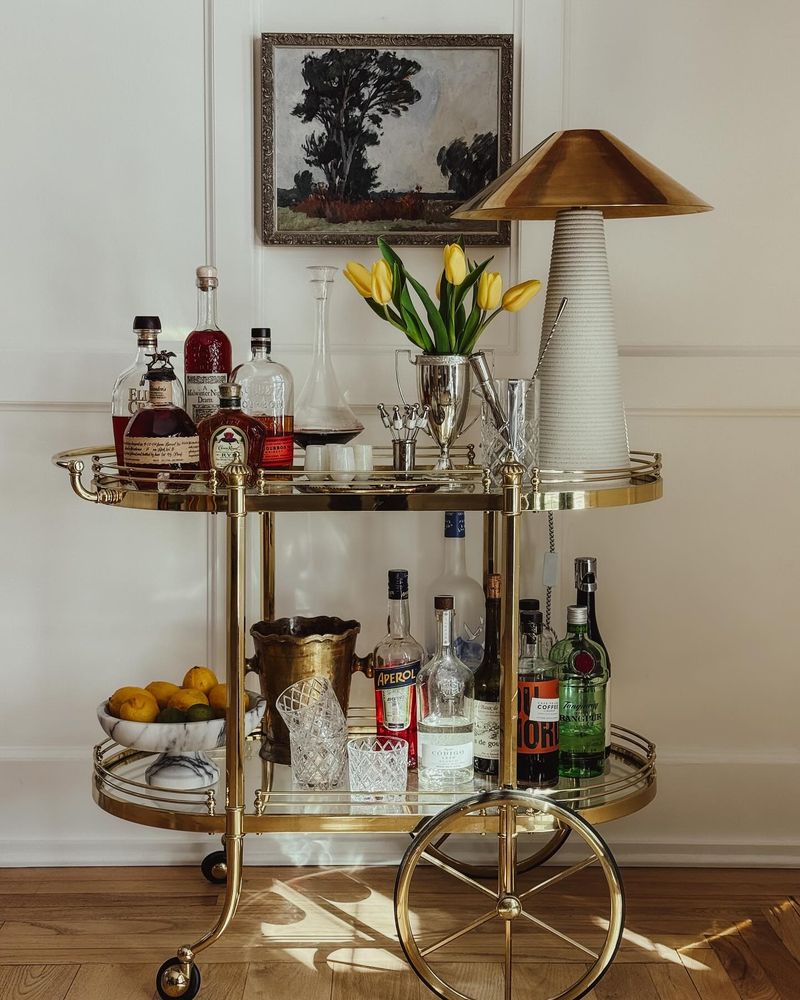 Include a Small Bar Cart or Wine Rack