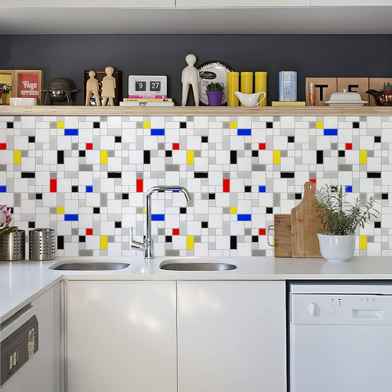 Primary Color Tile Backsplash
