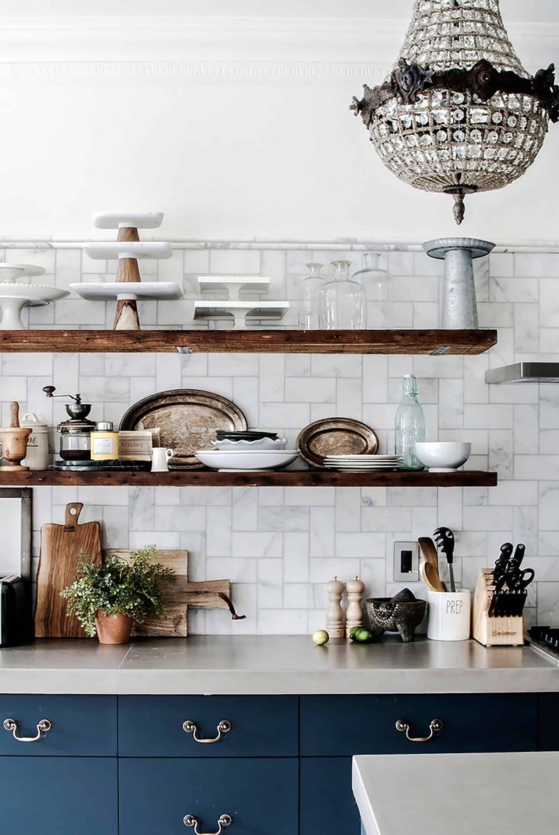 Open Shelving Replaces Upper Cabinets
