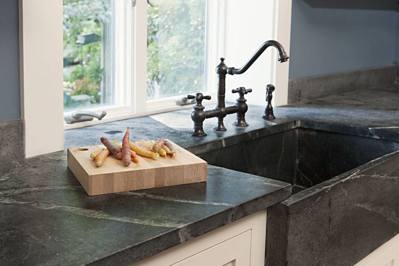 Soapstone Slab: Dark Velvet Against Morning Light