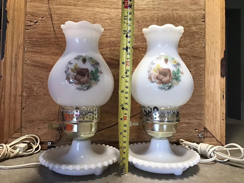 Milk Glass Boudoir Lamps