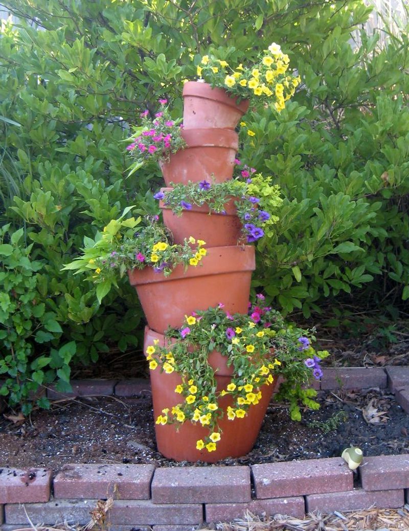 Collected Pottery Creates Vertical Interest
