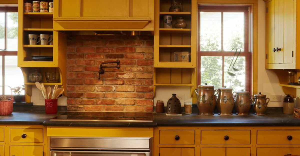 15 Brick Kitchen Ideas That Pair Perfectly with Bold Cabinet Colors