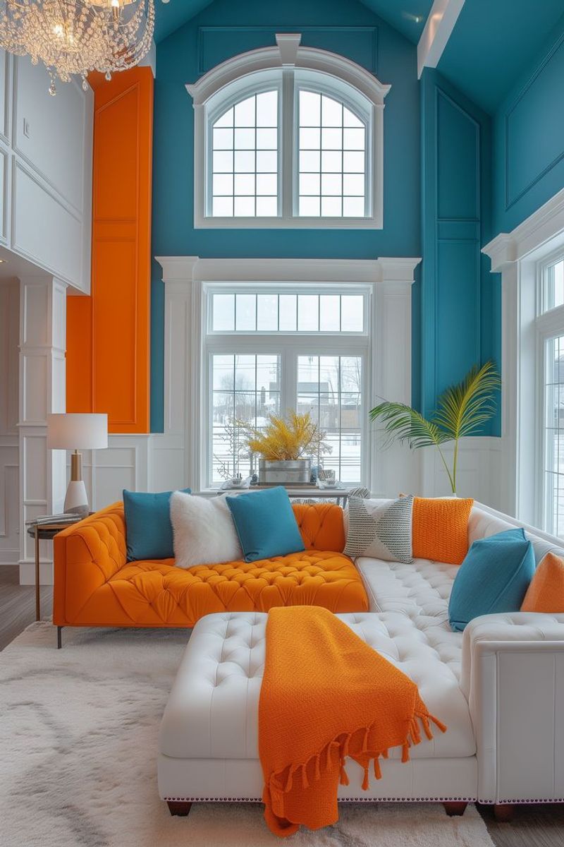 Neon Orange With Blue