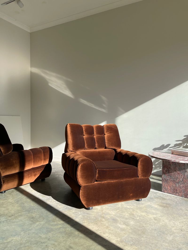 Worn Velvet Armchair