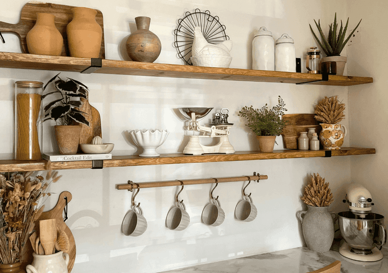 Open Shelving with Rustic Wood