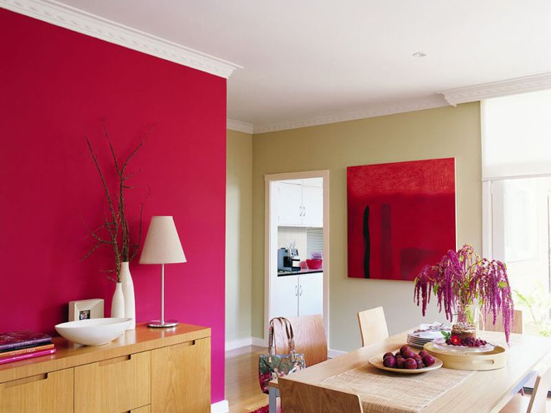 Living Room With Magenta Accent Wall