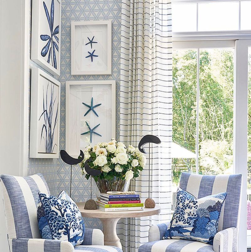 Striped Blue and White Textiles