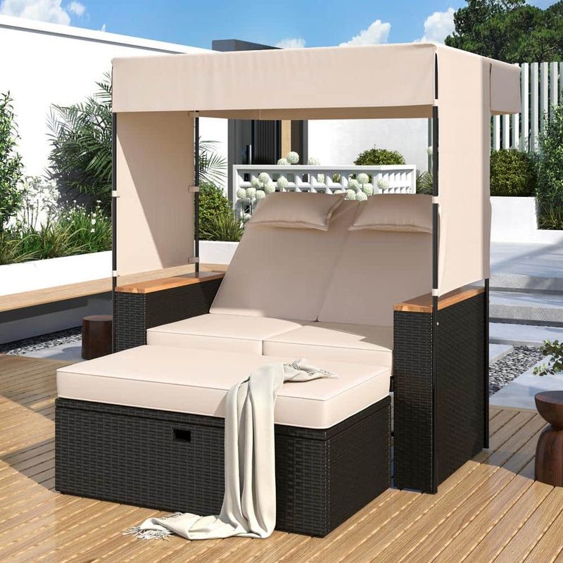 Wicker Paradise Daybed With Canopy