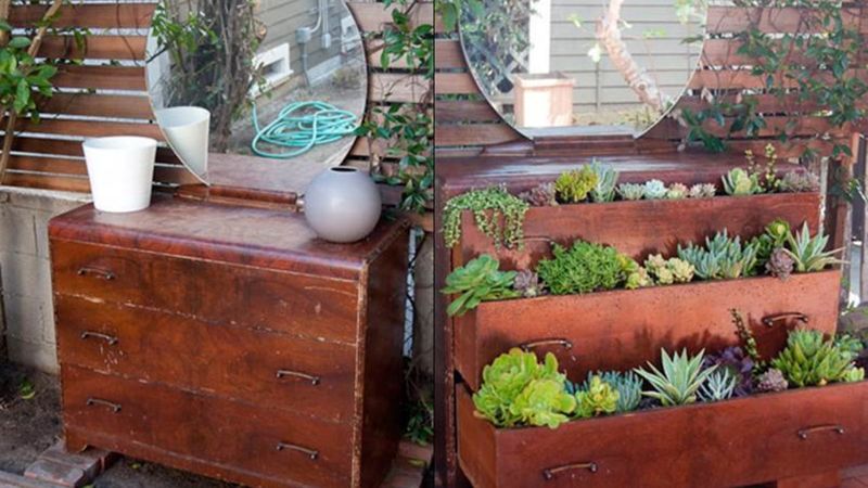 Turn a Dresser into a Tiered Planter