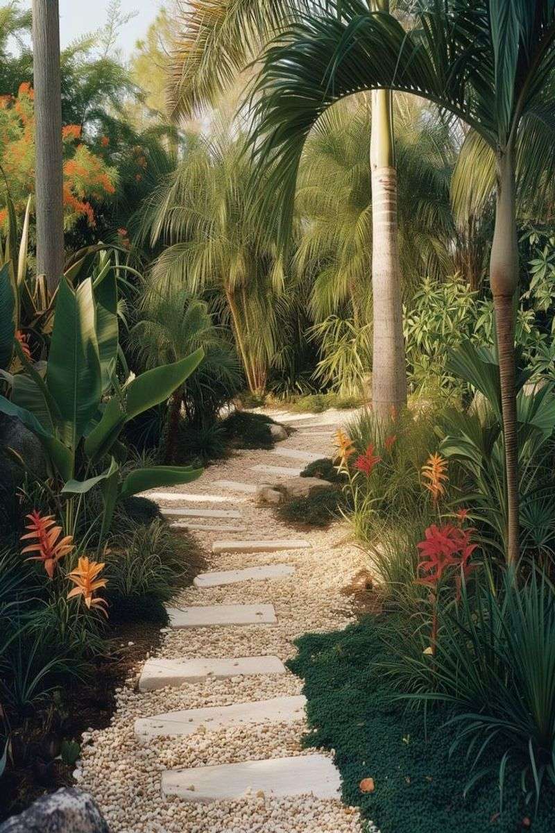 Palm Trees and Pebble Paths