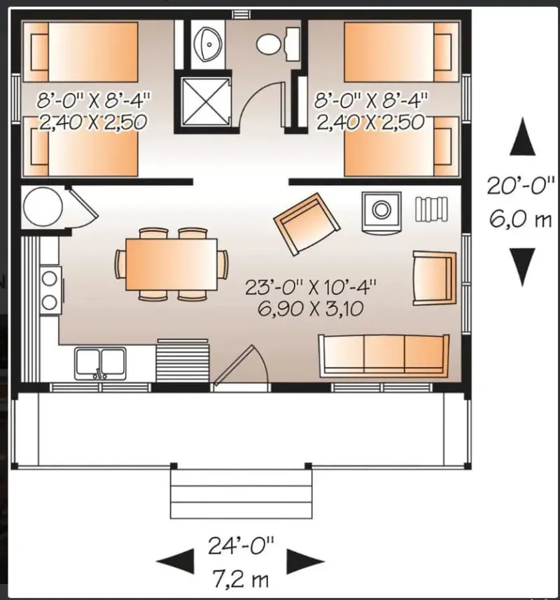 20x24 Office-Integrated Tiny Home