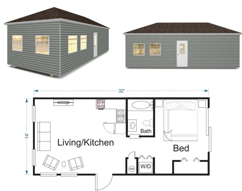 14x32 Tiny Home with Workspace