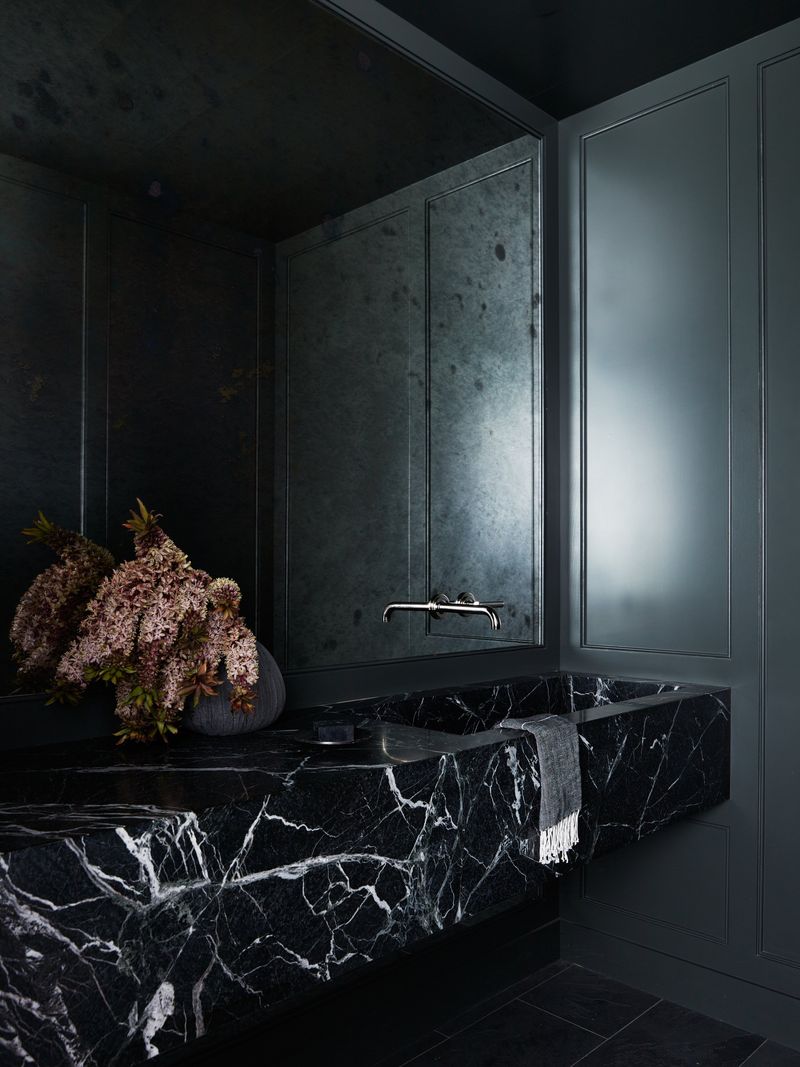 A Powder Room That Leans Into Drama