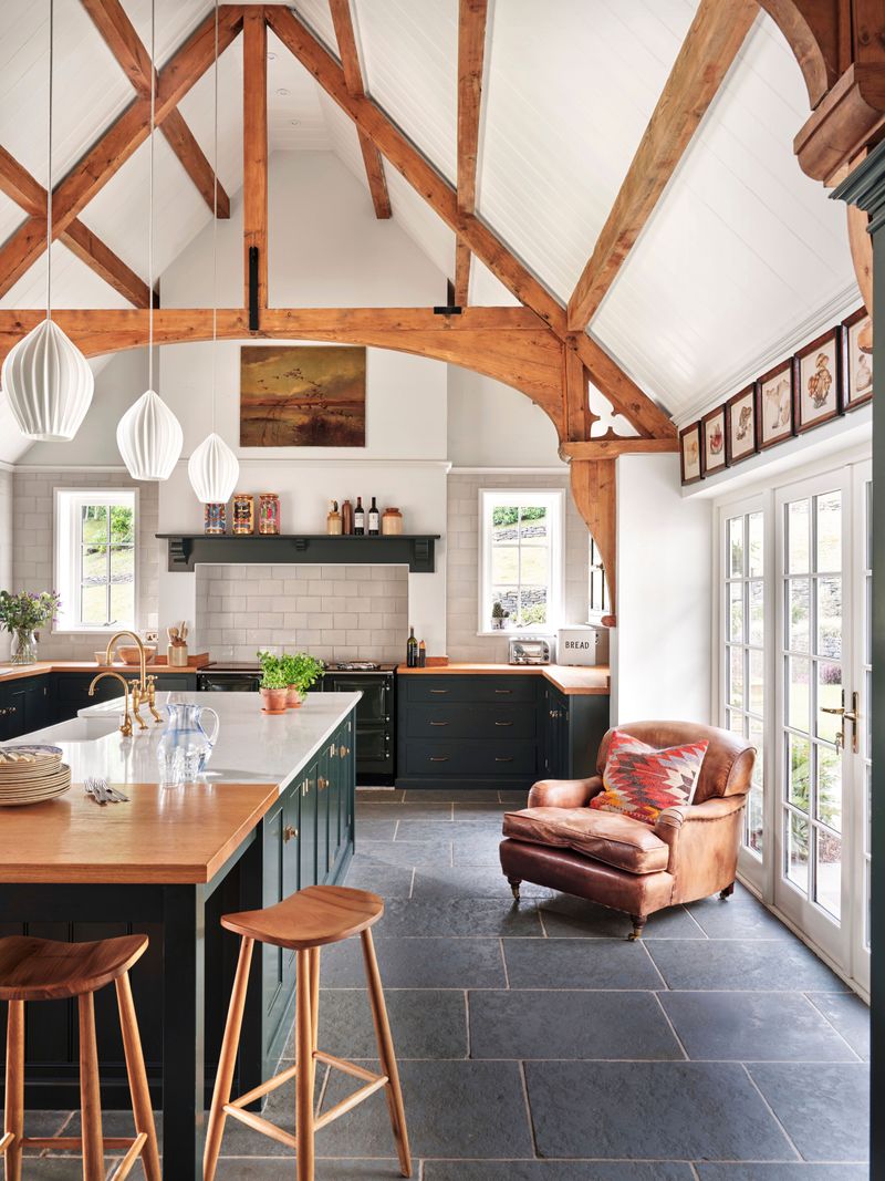 From ceiling beams