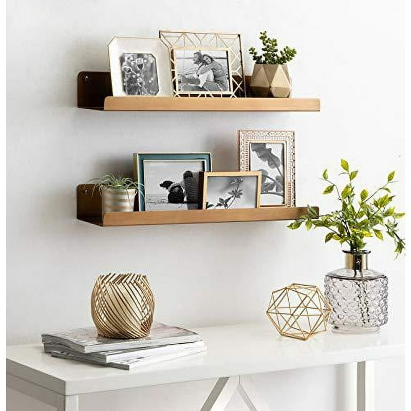 Use Gold Picture Ledges For Wall Displays