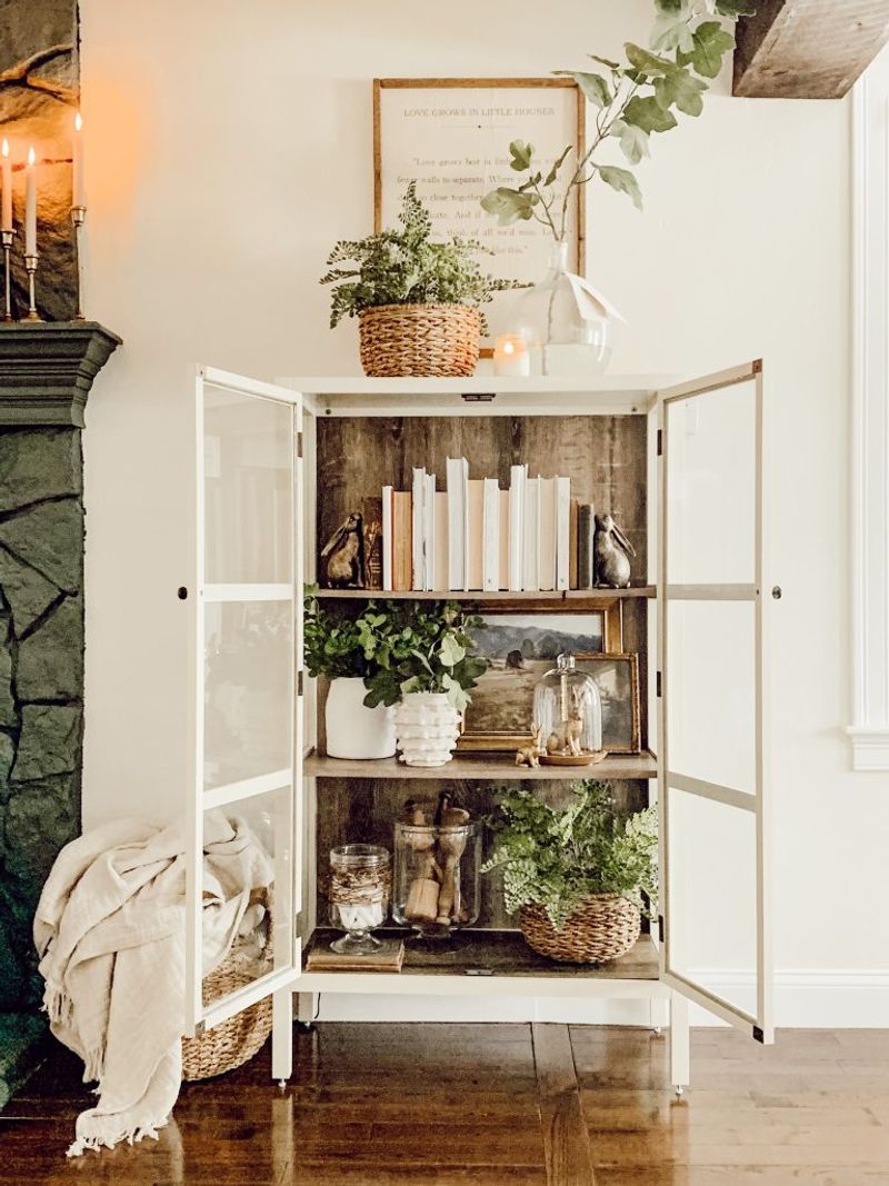 Inside glass-front cabinets