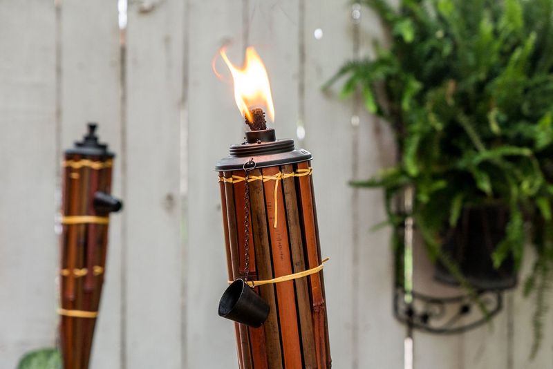 Tiki Torches And Bamboo Accents