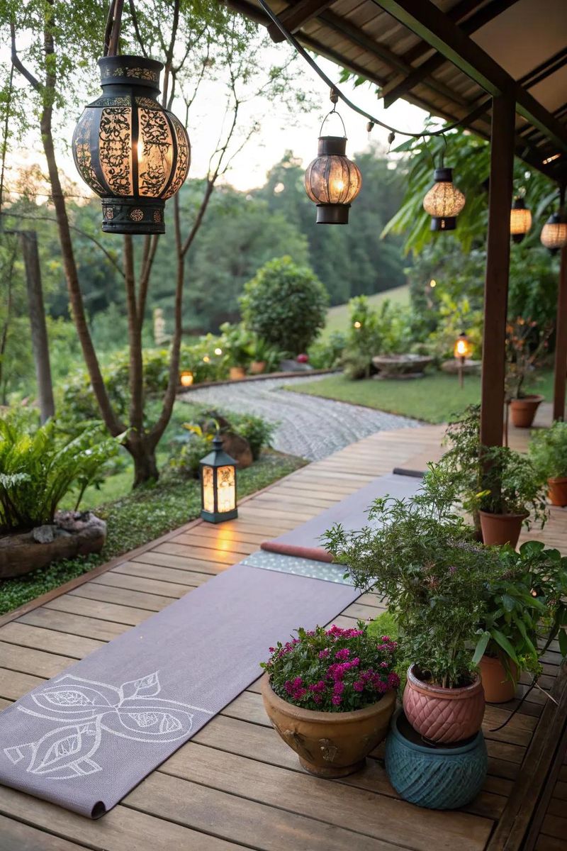 Meditation and yoga spot with portable mats