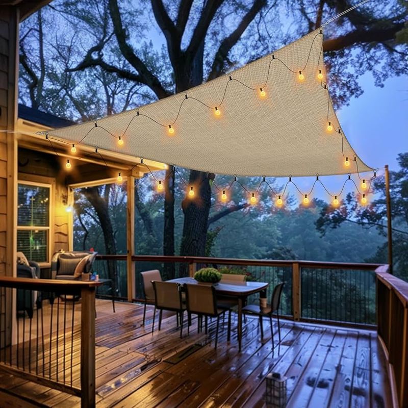 Shade Sails with String Lights