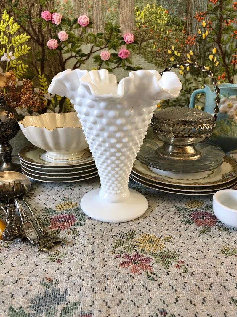 Milk Glass Hobnail Vases
