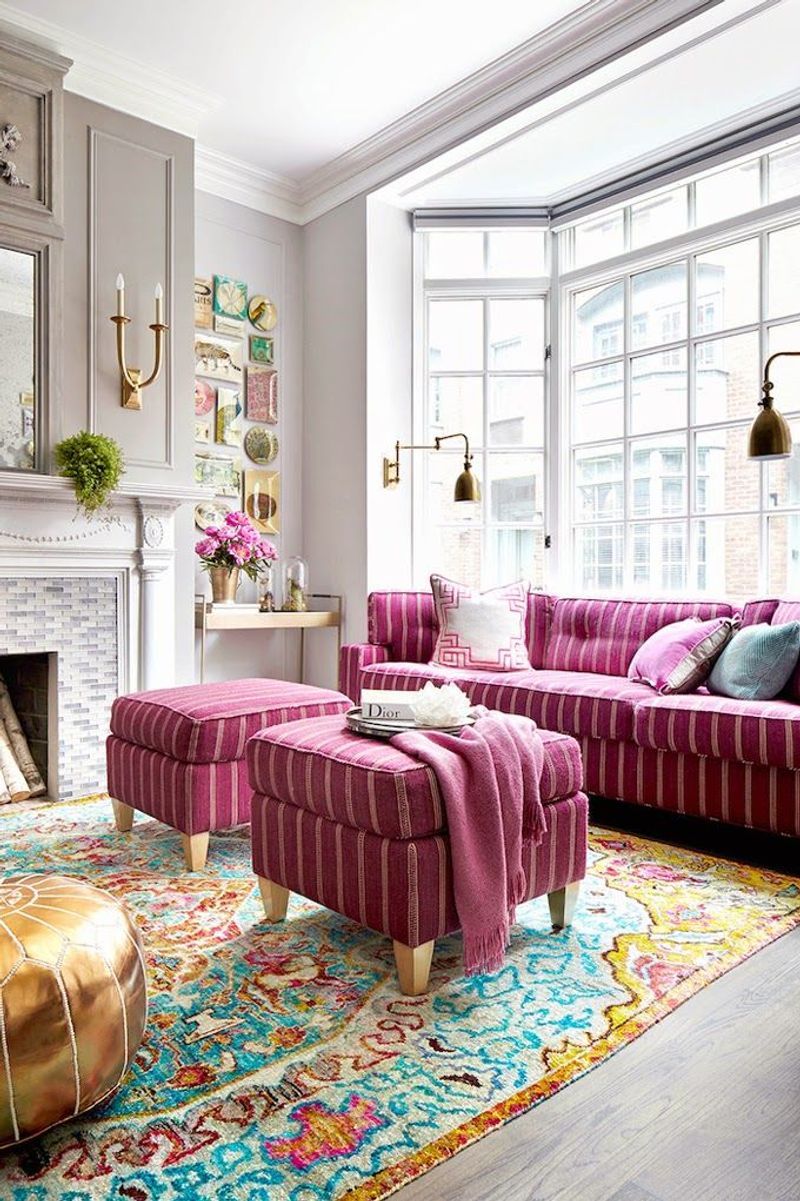 Magenta Sofa As Room Centerpiece