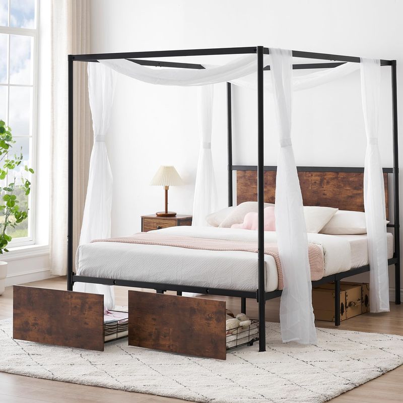 Canopy Four-Poster Metal Bed